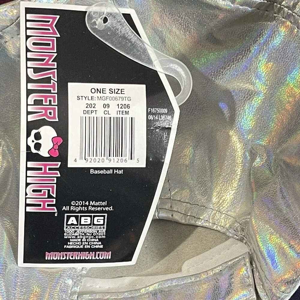 MONSTER HIGH‎ Girls Shiny Silver Cap Logo Skull One Size (4-16) Adjustable NEW